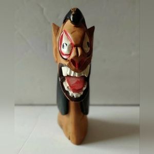 Brazilian Tribal Carranca Folklore Protector Tiki Style Hand Carved Wood Figure